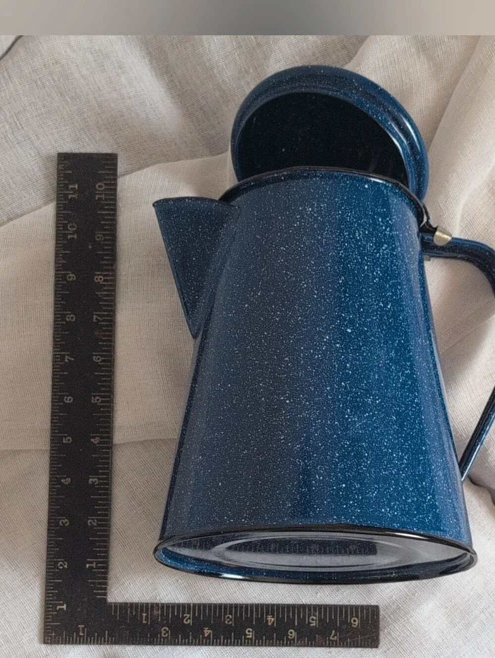 Blue Speckled Enamel Coffee Percolator - Classic Kitchen Pitcher